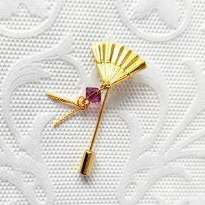PRETTY Fan Pin-Stickpin/Brooch/Scarf-Asian- Purple